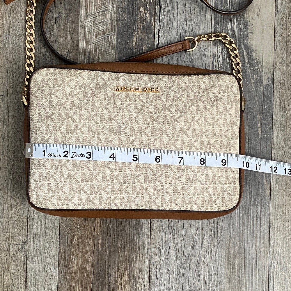 Michael Kors Tan and Cream Logo Crossbody Bag - Picture 7 of 16